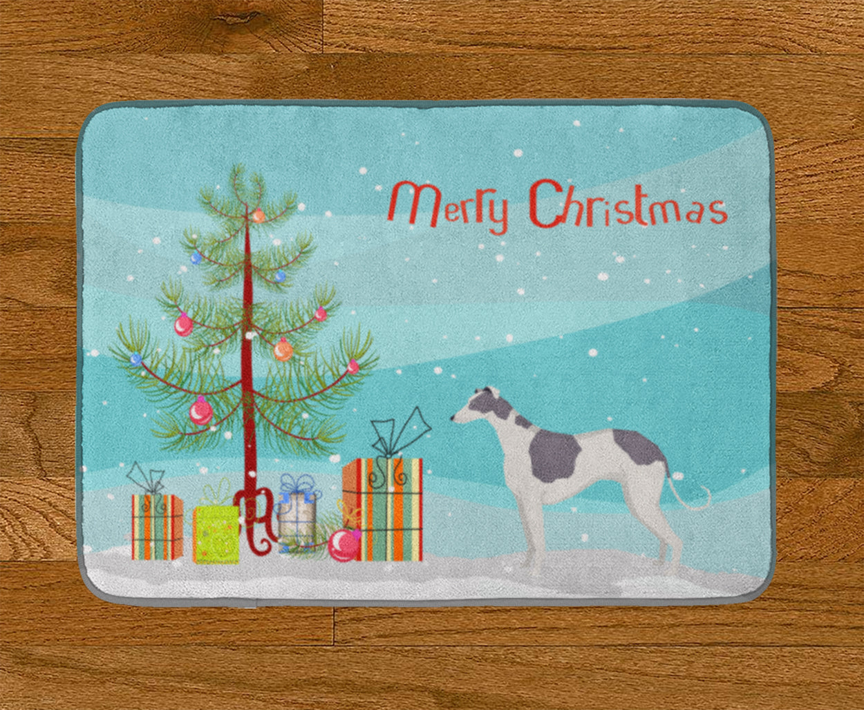 Greyhound Christmas Tree Memory Foam Kitchen Mat Machine Washable Anti-Fatigue Cushion Comfort Bath or Kitchen Rug
