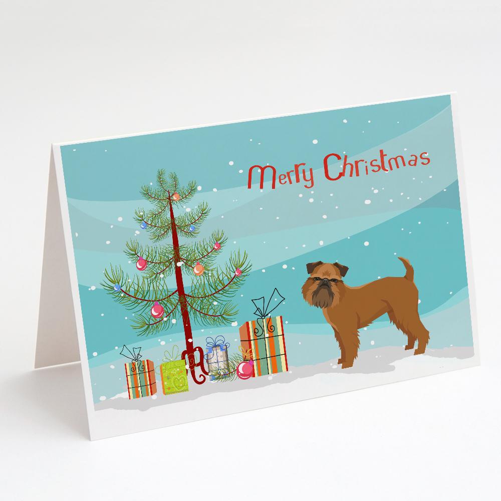 Brussels Griffon Christmas Tree Greeting Cards Pack of 8 Blank Cards with Envelopes Whimsical A7 Size 5x7