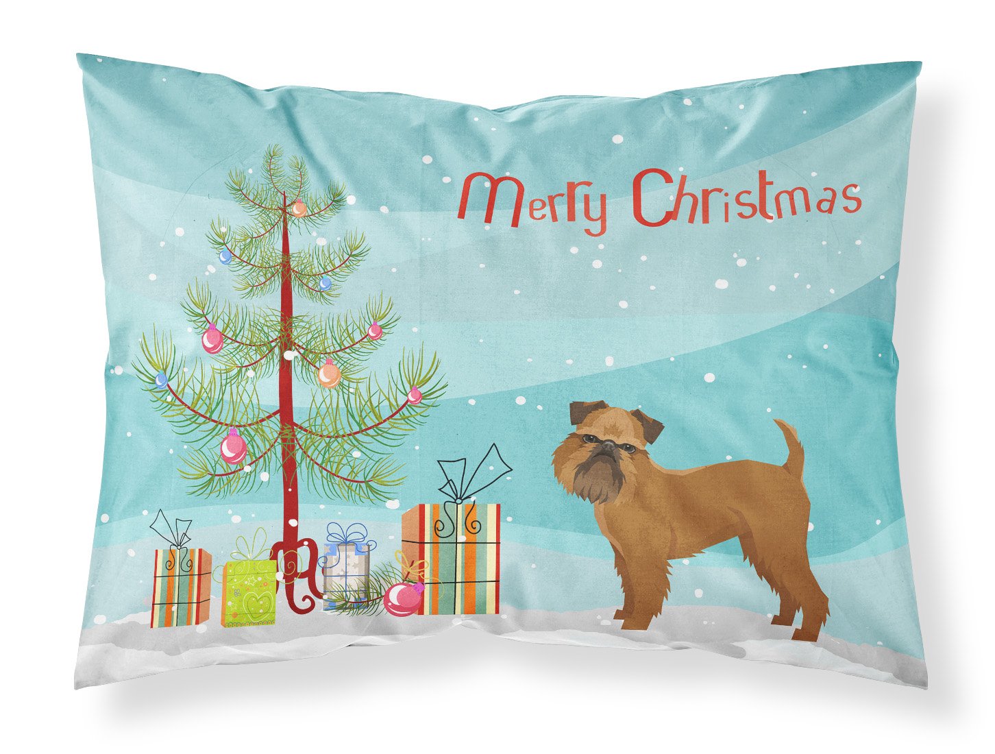 Brussels Griffon Christmas Tree Standard Pillowcase Lightweight Super Soft Easy Care Decorative Artwork Pillowcase, Standard