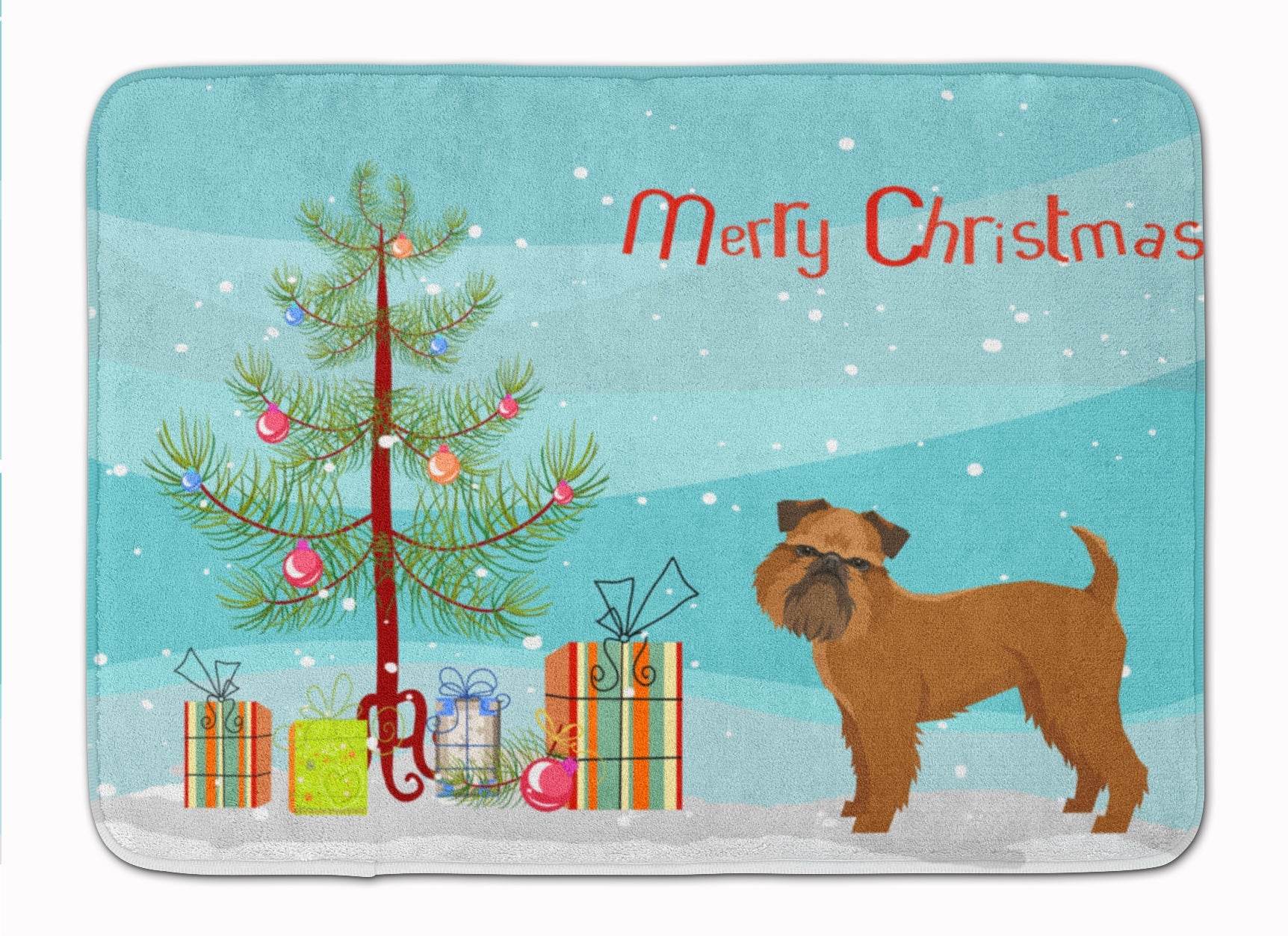 Brussels Griffon Christmas Tree Memory Foam Kitchen Mat Machine Washable Anti-Fatigue Cushion Comfort Bath or Kitchen Rug