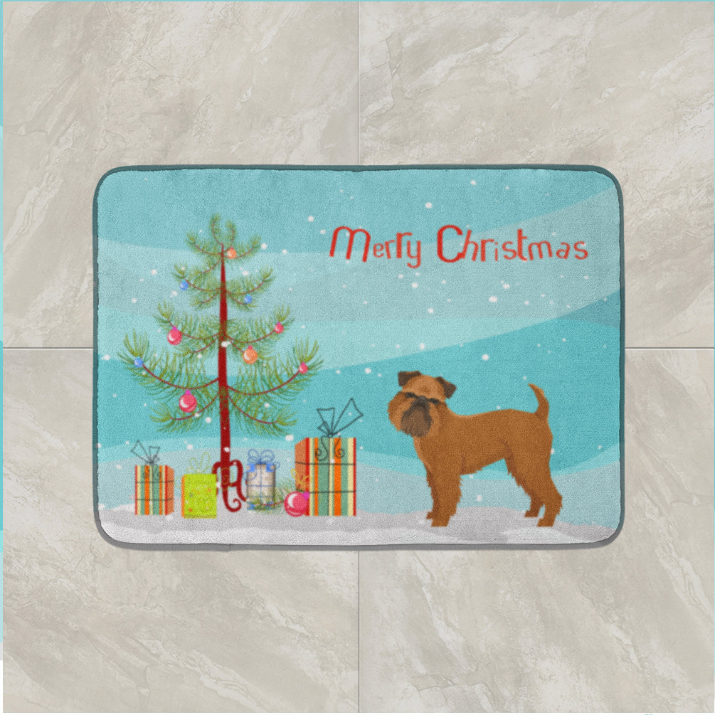 Brussels Griffon Christmas Tree Memory Foam Kitchen Mat Machine Washable Anti-Fatigue Cushion Comfort Bath or Kitchen Rug