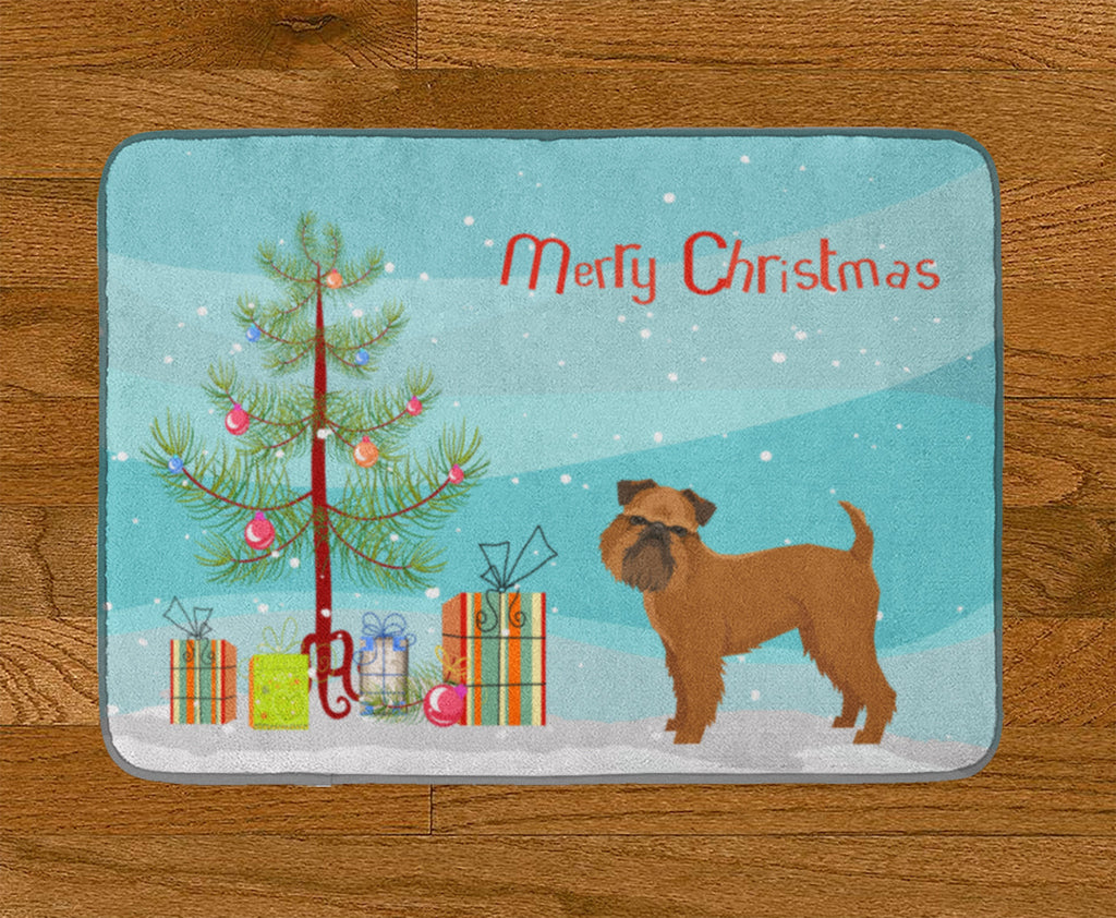 Brussels Griffon Christmas Tree Memory Foam Kitchen Mat Machine Washable Anti-Fatigue Cushion Comfort Bath or Kitchen Rug