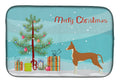 Ibizan Hound Christmas Tree Dish Drying Mat Absorbent Dish Drying Mat Pad for Kitchen Counter Dish Drainer Mat for Countertop, 14 x 21", Multicolor