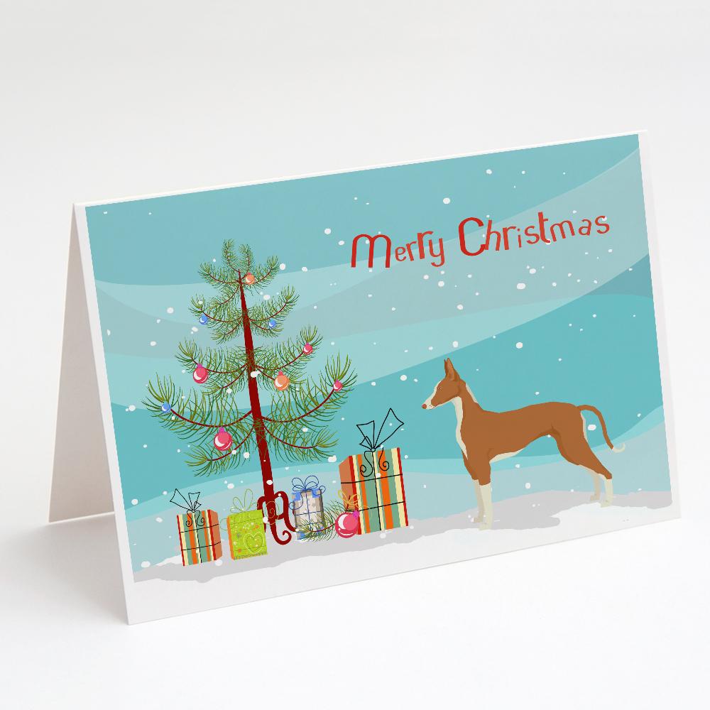 Ibizan Hound Christmas Tree Greeting Cards Pack of 8 Blank Cards with Envelopes Whimsical A7 Size 5x7
