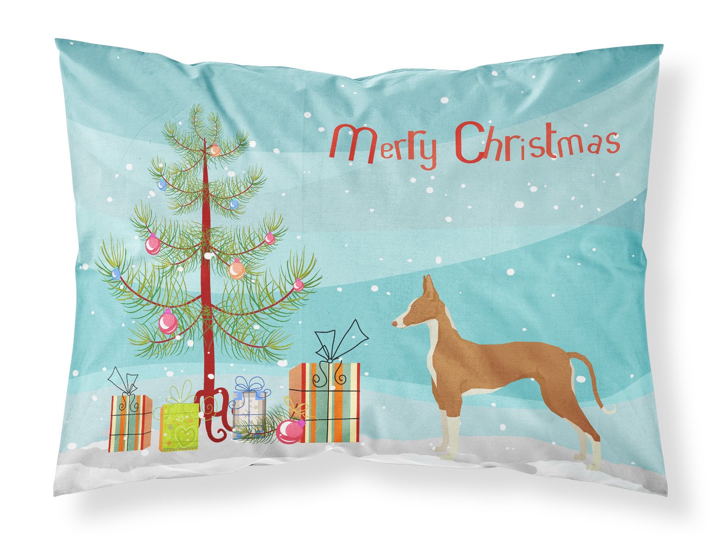 Ibizan Hound Christmas Tree Standard Pillowcase Lightweight Super Soft Easy Care Decorative Artwork Pillowcase, Standard