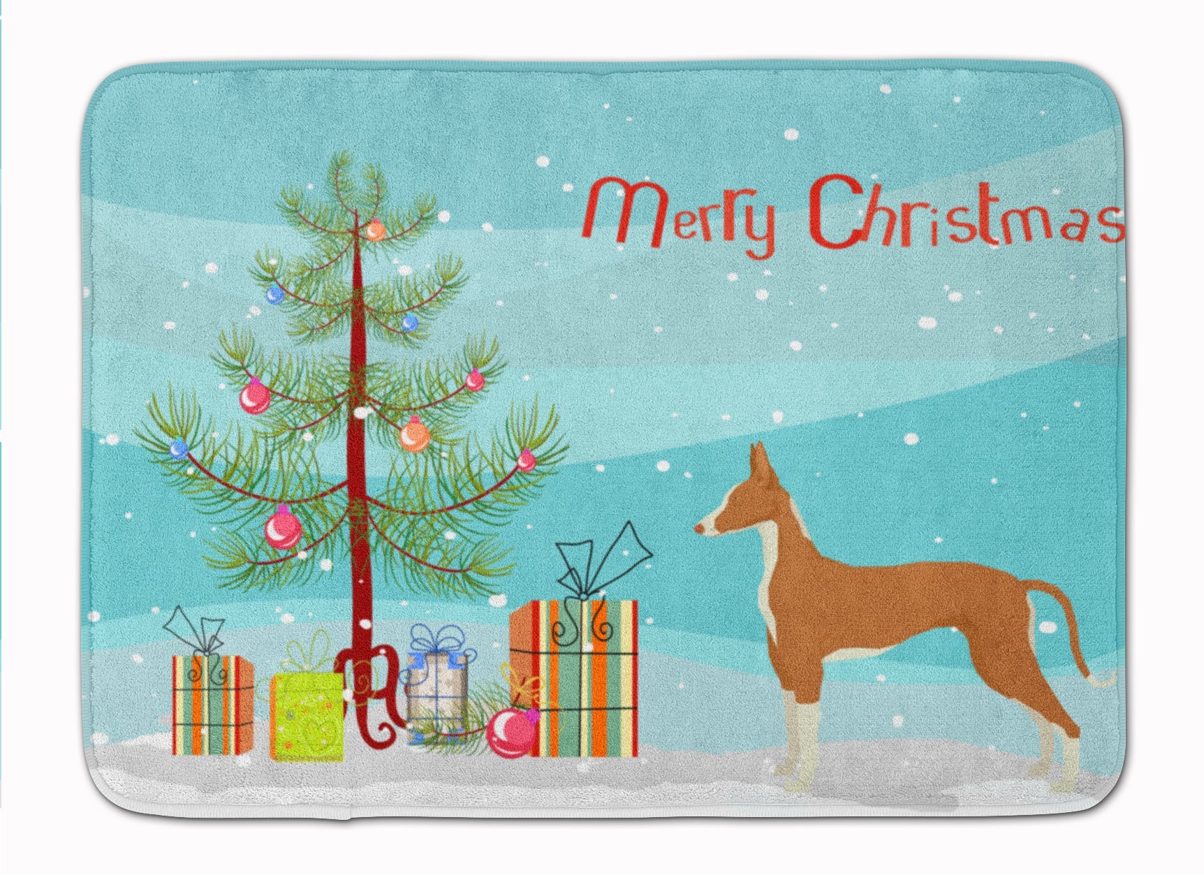 Ibizan Hound Christmas Tree Memory Foam Kitchen Mat Machine Washable Anti-Fatigue Cushion Comfort Bath or Kitchen Rug