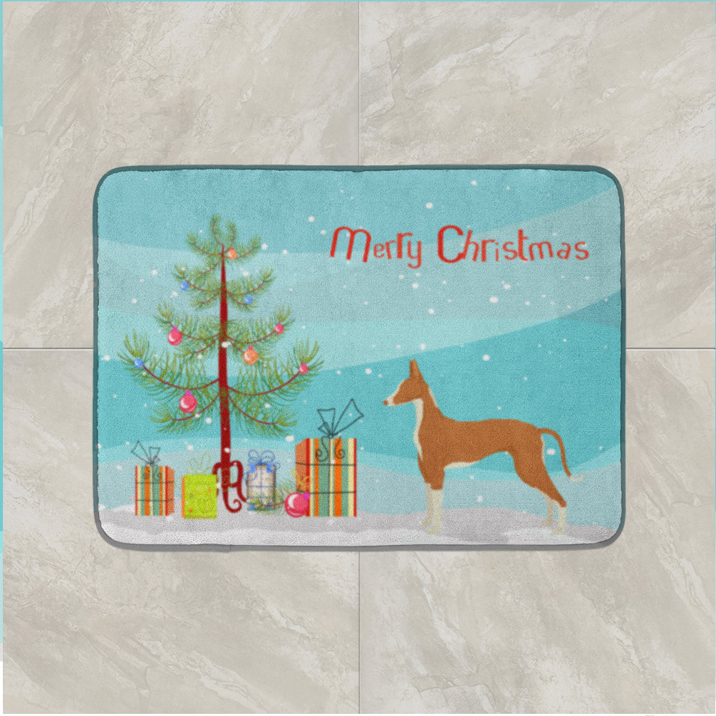 Ibizan Hound Christmas Tree Memory Foam Kitchen Mat Machine Washable Anti-Fatigue Cushion Comfort Bath or Kitchen Rug