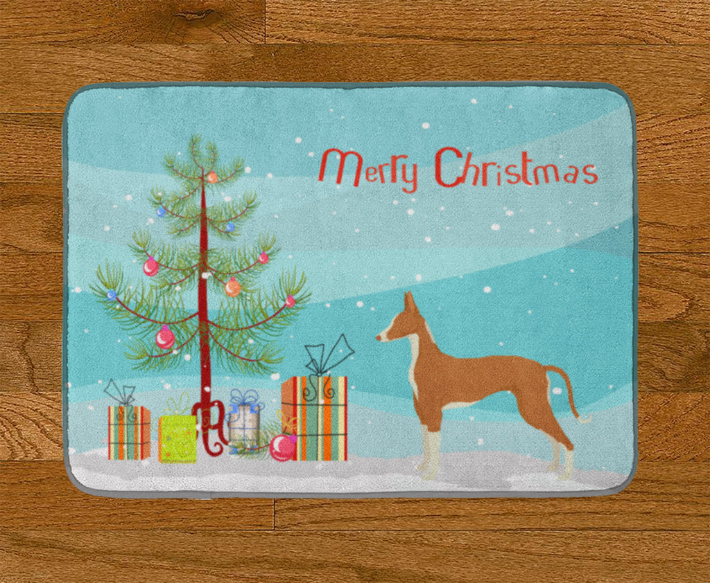 Ibizan Hound Christmas Tree Memory Foam Kitchen Mat Machine Washable Anti-Fatigue Cushion Comfort Bath or Kitchen Rug
