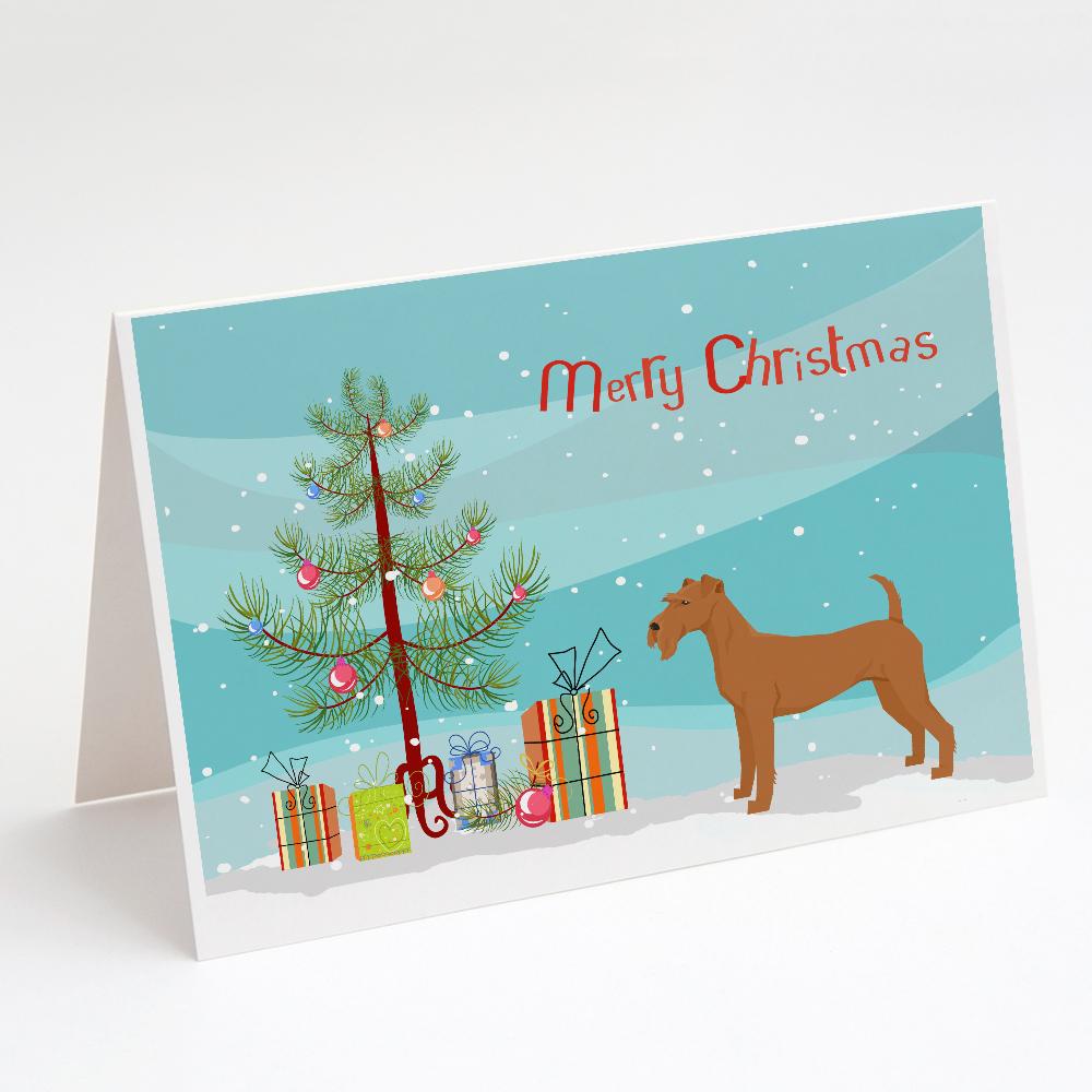 Irish Terrier Christmas Tree Greeting Cards Pack of 8 Blank Cards with Envelopes Whimsical A7 Size 5x7