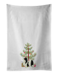 Japanese Chin Christmas Tree Kitchen Towel Set of 2 White Dish Towels Decorative Bathroom Hand towel for Hand, Face, Hair, Yoga, Tea, Dishcloth, 19 X 28", White
