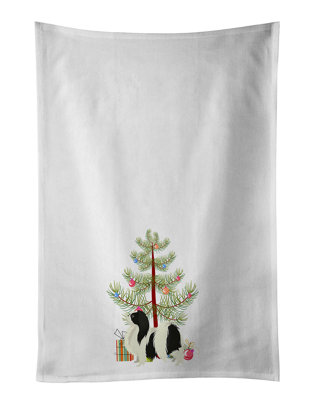 Japanese Chin Christmas Tree Kitchen Towel Set of 2 White Dish Towels Decorative Bathroom Hand towel for Hand, Face, Hair, Yoga, Tea, Dishcloth, 19 X 28", White