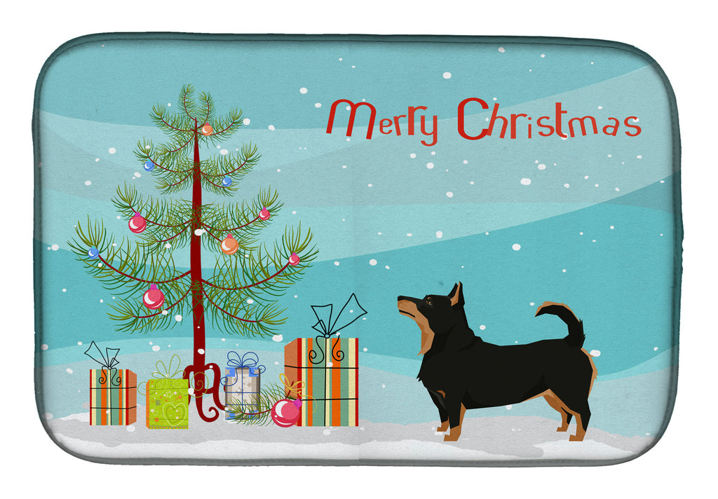 Lancashire Terrier Christmas Tree Dish Drying Mat Absorbent Dish Drying Mat Pad for Kitchen Counter Dish Drainer Mat for Countertop, 14 x 21", Multicolor