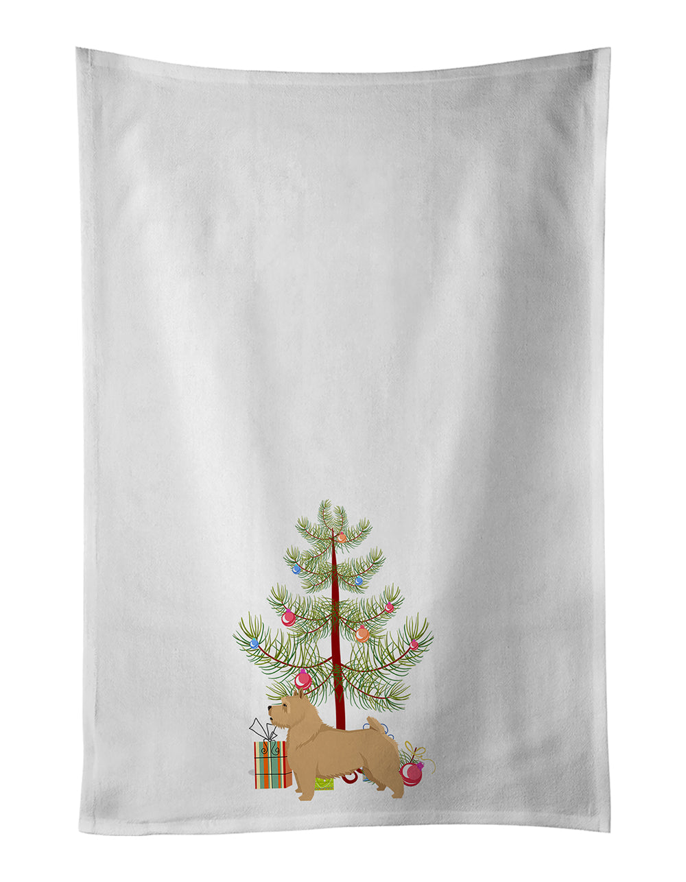 Norwich Terrier Christmas Tree Kitchen Towel Set of 2 White Dish Towels Decorative Bathroom Hand towel for Hand, Face, Hair, Yoga, Tea, Dishcloth, 19 X 28", White