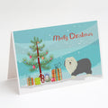 Old English Sheepdog Christmas Tree Greeting Cards Pack of 8 Blank Cards with Envelopes Whimsical A7 Size 5x7