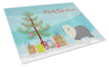 Old English Sheepdog Christmas Tree Cutting Board Tempered Glass Kitchen Cutting Surface, Heat Resistant Chopping, Non-Slip Feet, Food Prep & Serving