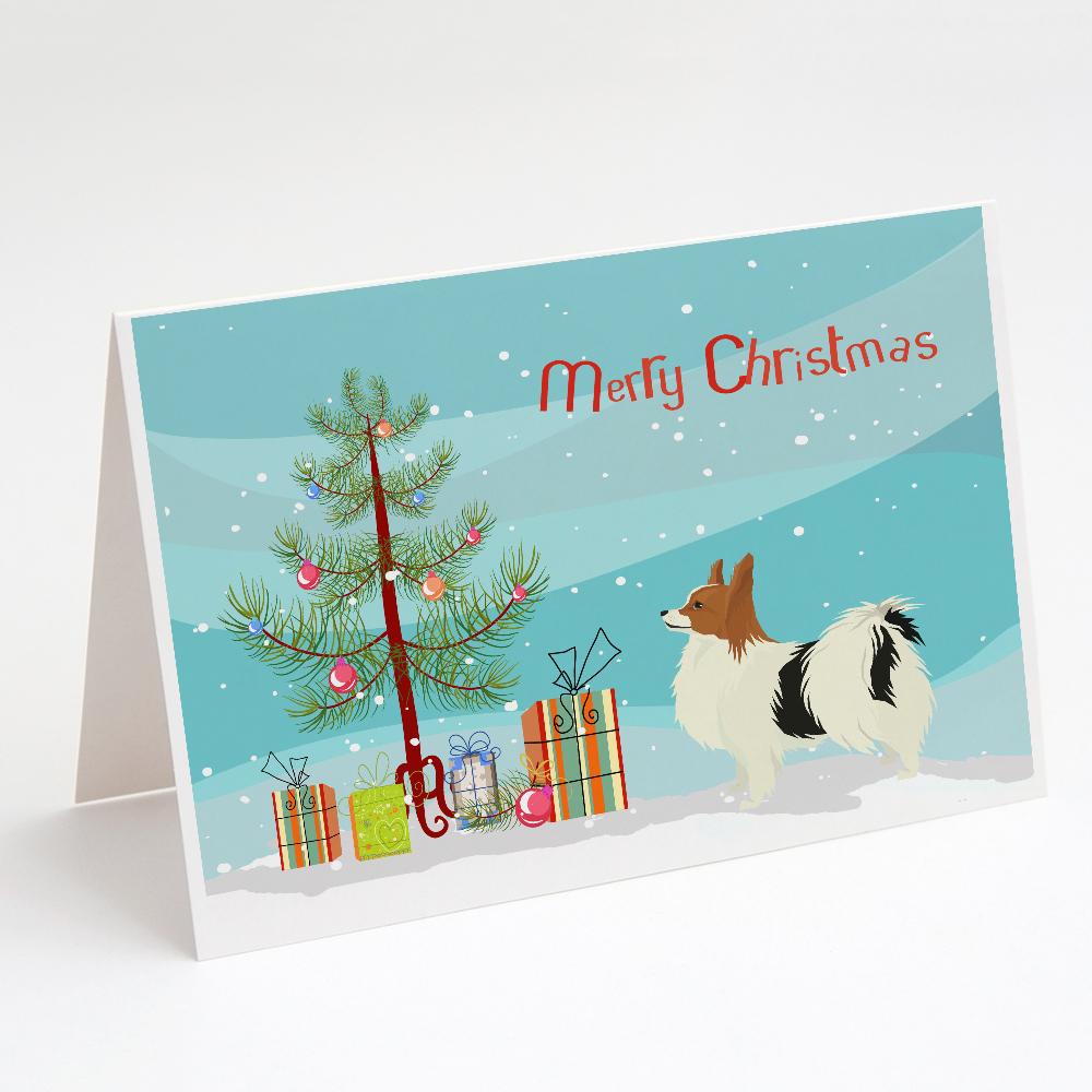 Papillon Christmas Tree Greeting Cards Pack of 8 Blank Cards with Envelopes Whimsical A7 Size 5x7