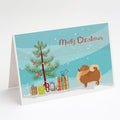 Pomeranian Christmas Tree Greeting Cards Pack of 8 Blank Cards with Envelopes Whimsical A7 Size 5x7