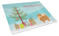 Pomeranian Christmas Tree Cutting Board Tempered Glass Kitchen Cutting Surface, Heat Resistant Chopping, Non-Slip Feet, Food Prep & Serving