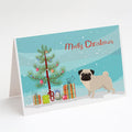 Pug Christmas Tree Greeting Cards Pack of 8 Blank Cards with Envelopes Whimsical A7 Size 5x7