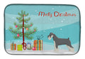 Schnauzer Christmas Tree Dish Drying Mat Absorbent Dish Drying Mat Pad for Kitchen Counter Dish Drainer Mat for Countertop, 14 x 21", Multicolor