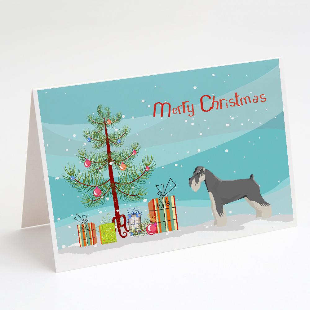 Schnauzer Christmas Tree Greeting Cards Pack of 8 Blank Cards with Envelopes Whimsical A7 Size 5x7