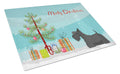 Scottish Terrier Christmas Tree Cutting Board Tempered Glass Kitchen Cutting Surface, Heat Resistant Chopping, Non-Slip Feet, Food Prep & Serving