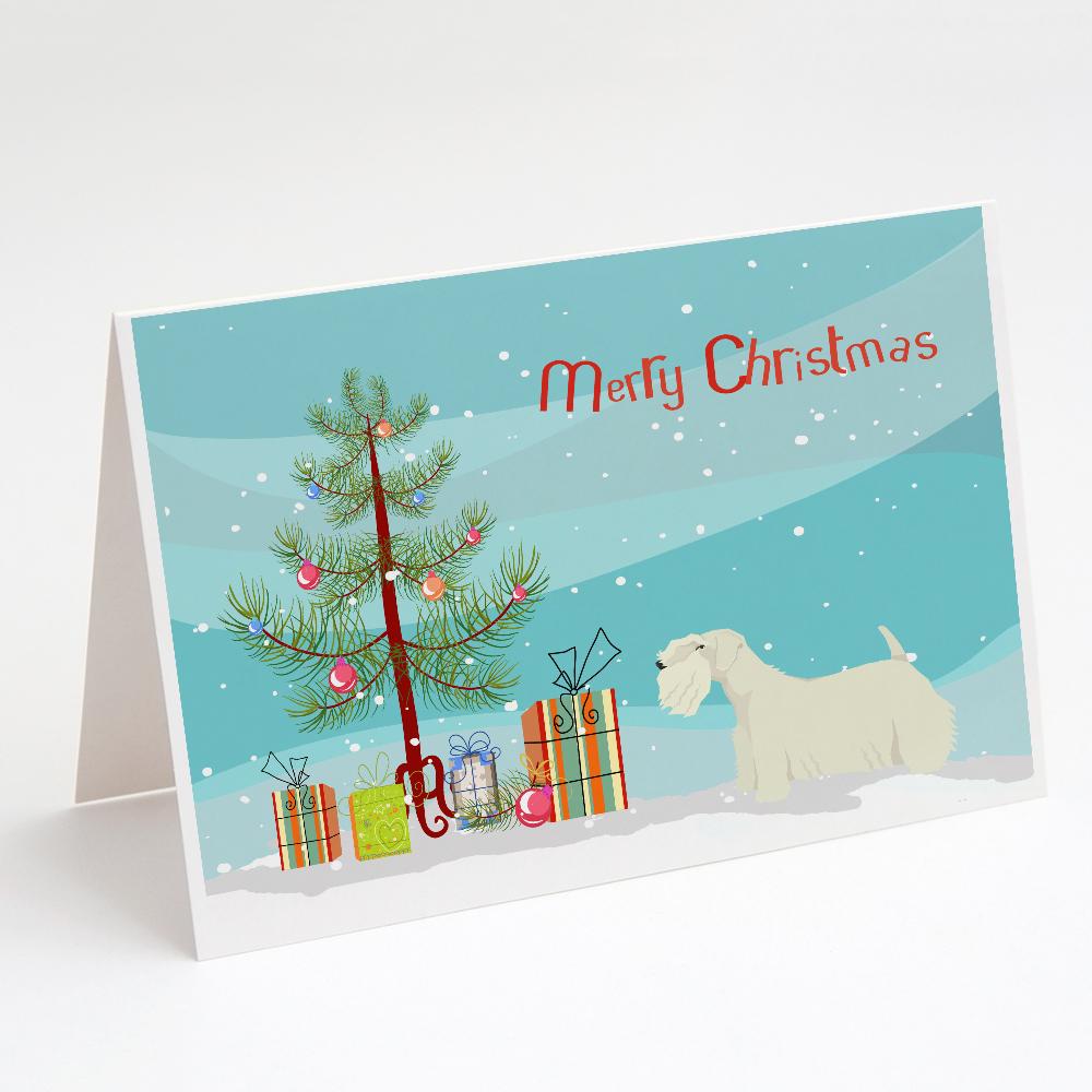 Sealyham Terrier Christmas Tree Greeting Cards Pack of 8 Blank Cards with Envelopes Whimsical A7 Size 5x7