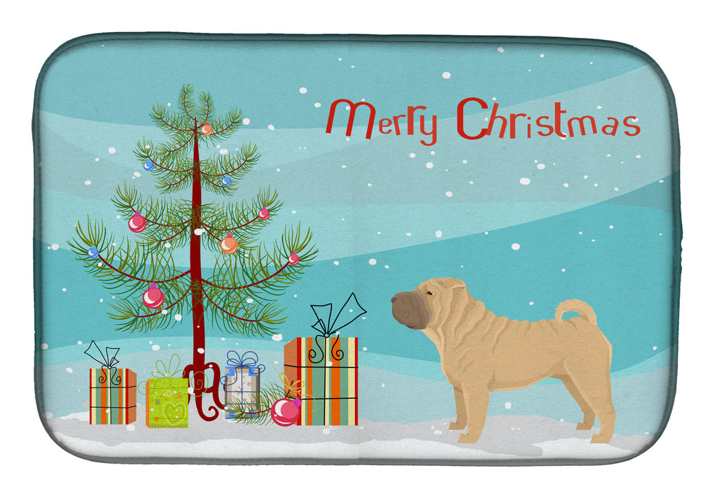 Shar Pei Christmas Tree Dish Drying Mat Absorbent Dish Drying Mat Pad for Kitchen Counter Dish Drainer Mat for Countertop, 14 x 21", Multicolor