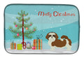 Shih Tzu Christmas Tree Dish Drying Mat Absorbent Dish Drying Mat Pad for Kitchen Counter Dish Drainer Mat for Countertop, 14 x 21", Multicolor