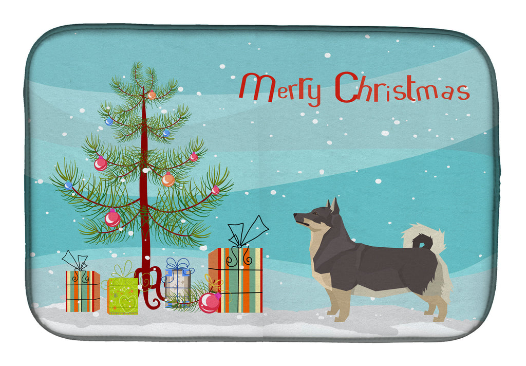 Swedish Vallhund Christmas Tree Dish Drying Mat Absorbent Dish Drying Mat Pad for Kitchen Counter Dish Drainer Mat for Countertop, 14 x 21", Multicolor