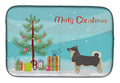 Swedish Vallhund Christmas Tree Dish Drying Mat Absorbent Dish Drying Mat Pad for Kitchen Counter Dish Drainer Mat for Countertop, 14 x 21", Multicolor