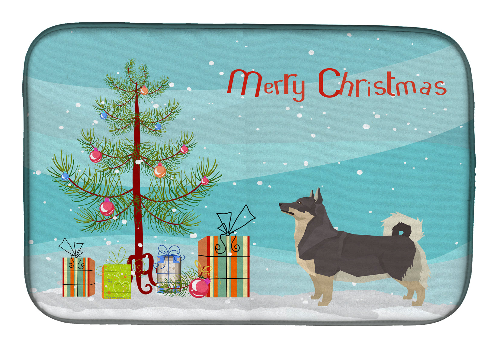 Swedish Vallhund Christmas Tree Dish Drying Mat Absorbent Dish Drying Mat Pad for Kitchen Counter Dish Drainer Mat for Countertop, 14 x 21", Multicolor