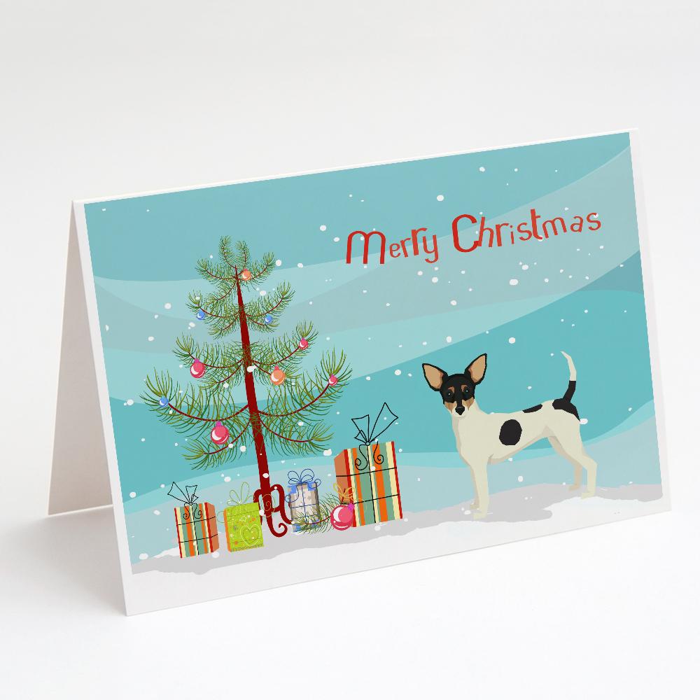 Toy Fox Terrier Christmas Tree Greeting Cards Pack of 8 Blank Cards with Envelopes Whimsical A7 Size 5x7