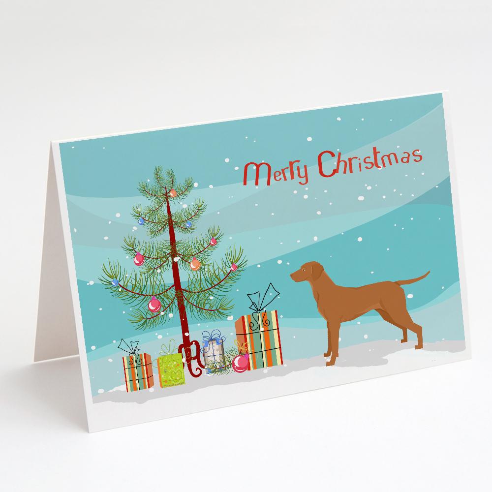 Vizsla Christmas Tree Greeting Cards Pack of 8 Blank Cards with Envelopes Whimsical A7 Size 5x7