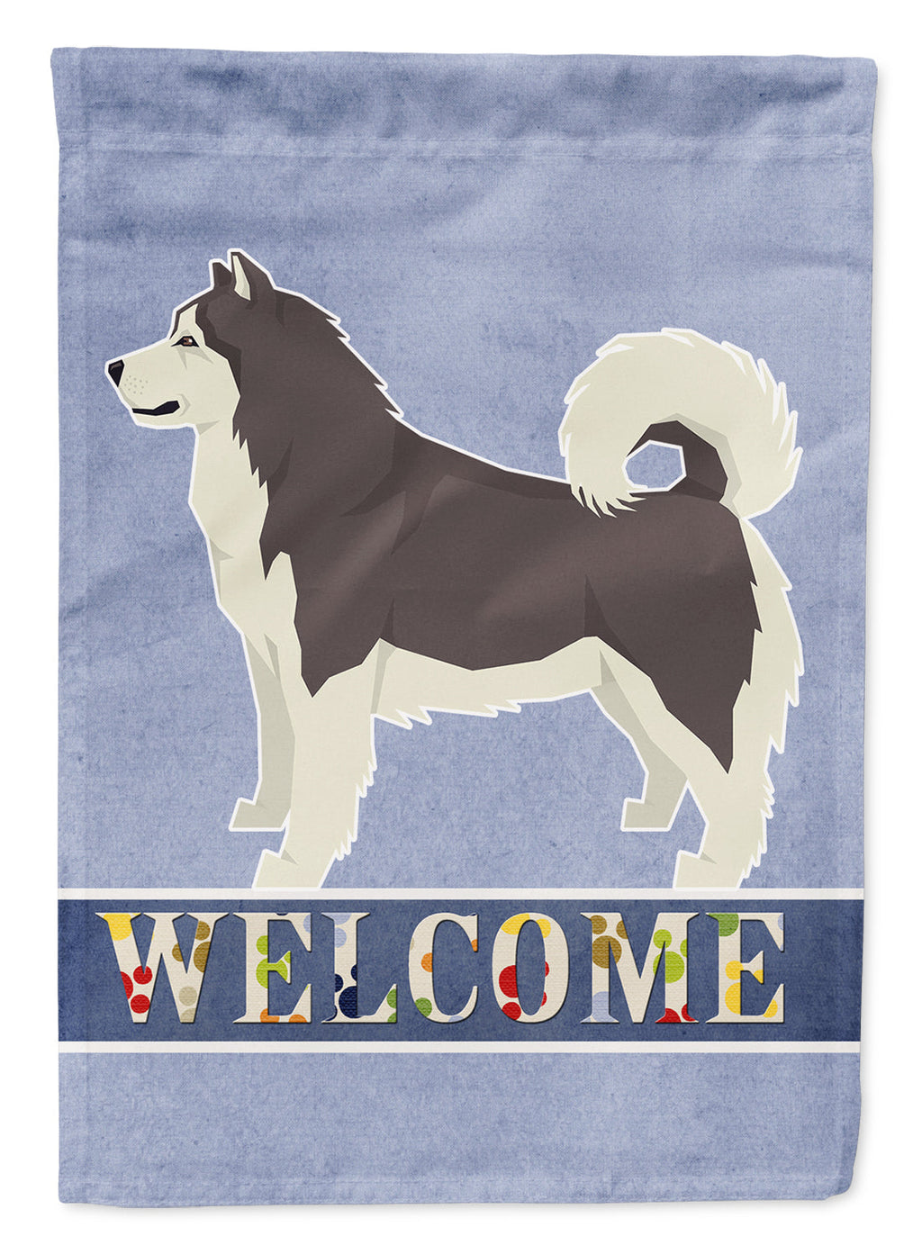 Alaskan Malamute Welcome House Flag 28x40 Porch Sleeve Pole Decorative Outside Yard Banner Artwork Wall Hanging, Polyester