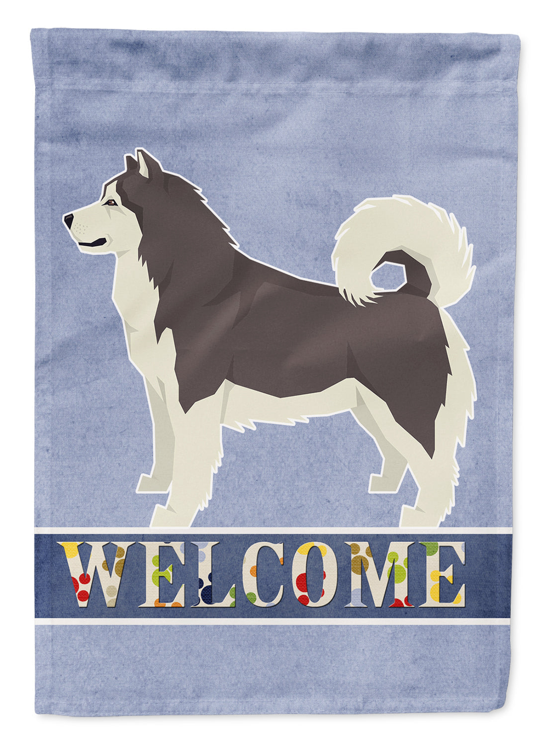 Alaskan Malamute Welcome House Flag 28x40 Porch Sleeve Pole Decorative Outside Yard Banner Artwork Wall Hanging, Polyester