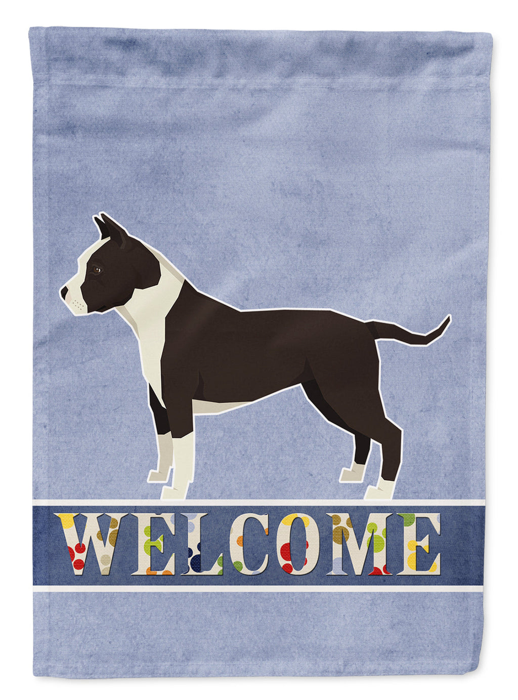 American Staffordshire Terrier Welcome House Flag 28x40 Porch Sleeve Pole Decorative Outside Yard Banner Artwork Wall Hanging, Polyester