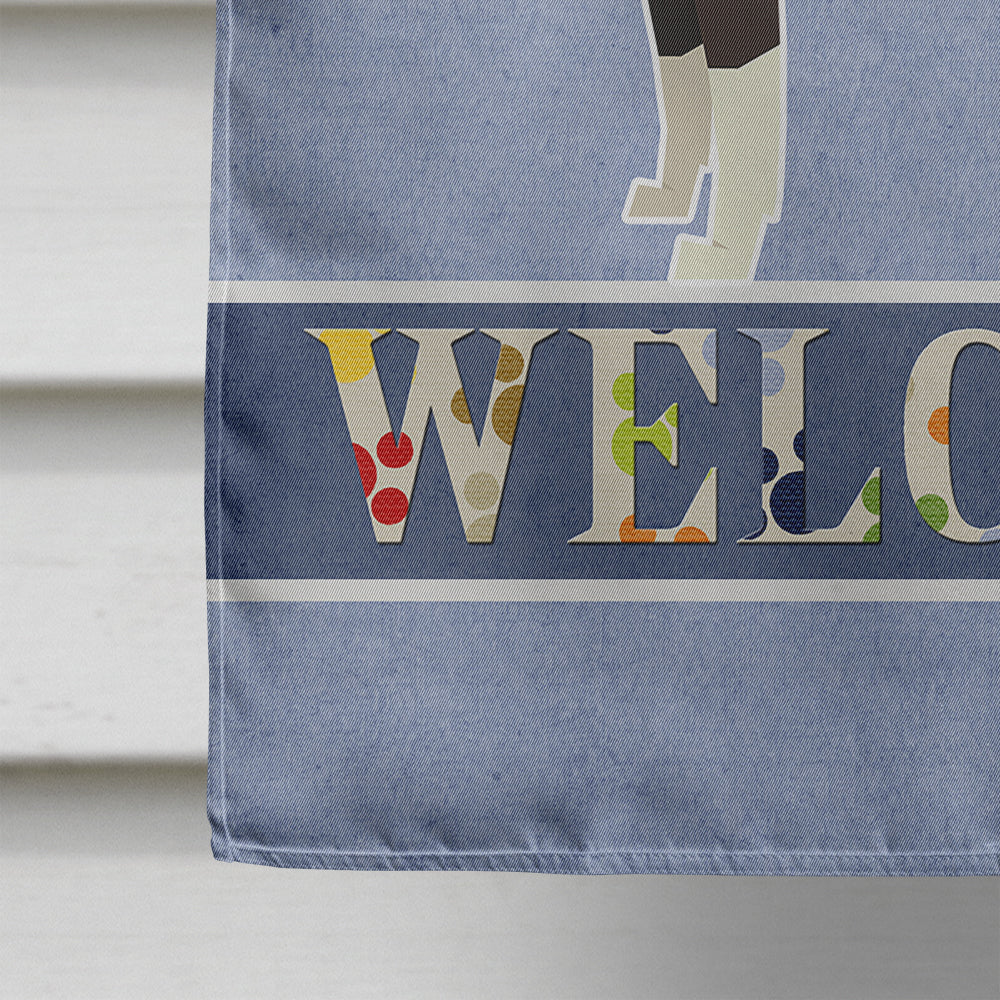 American Staffordshire Terrier Welcome House Flag 28x40 Porch Sleeve Pole Decorative Outside Yard Banner Artwork Wall Hanging, Polyester