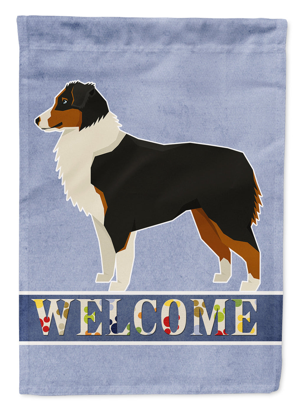 Australian Shepherd Welcome House Flag 28x40 Porch Sleeve Pole Decorative Outside Yard Banner Artwork Wall Hanging, Polyester