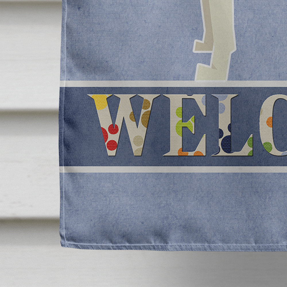 Basenji Welcome House Flag 28x40 Porch Sleeve Pole Decorative Outside Yard Banner Artwork Wall Hanging, Polyester