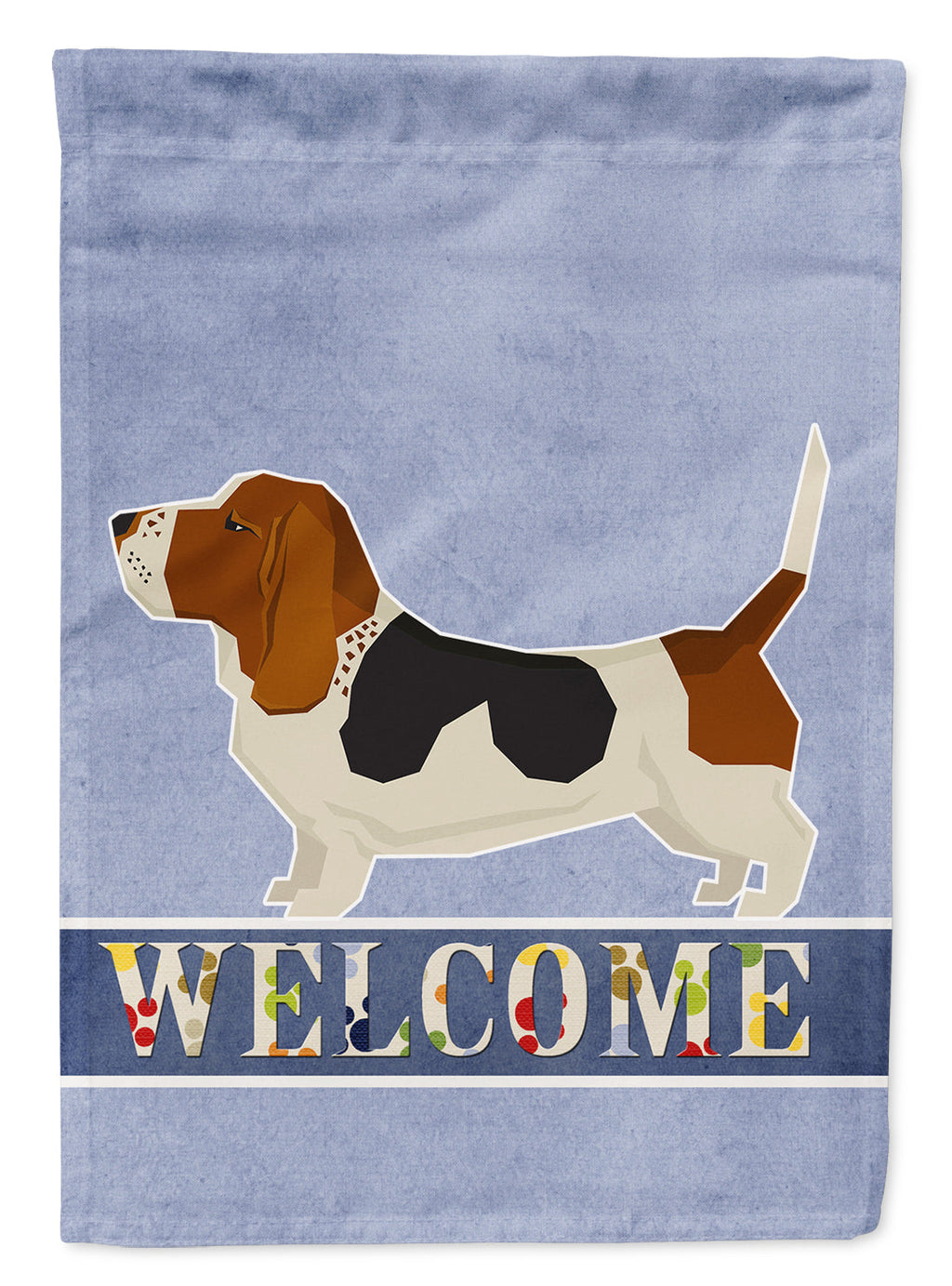 Basset Hound Welcome House Flag 28x40 Porch Sleeve Pole Decorative Outside Yard Banner Artwork Wall Hanging, Polyester