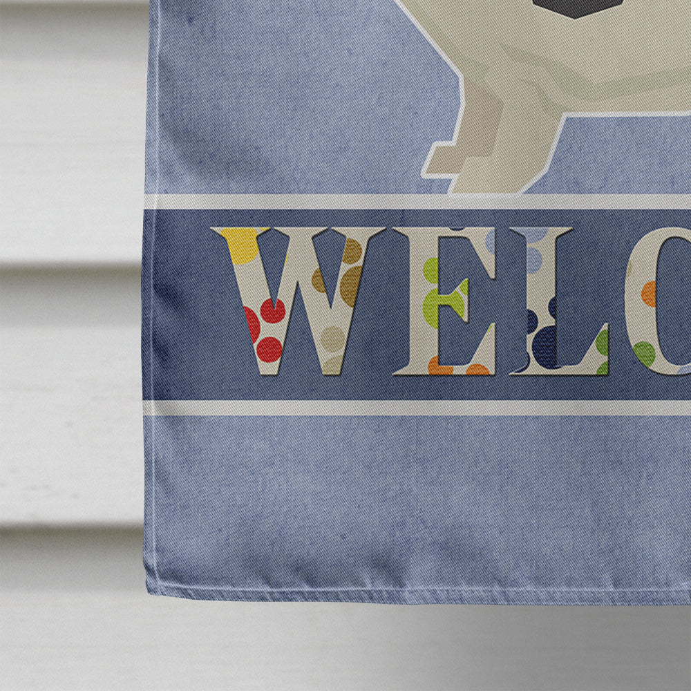 Basset Hound Welcome House Flag 28x40 Porch Sleeve Pole Decorative Outside Yard Banner Artwork Wall Hanging, Polyester