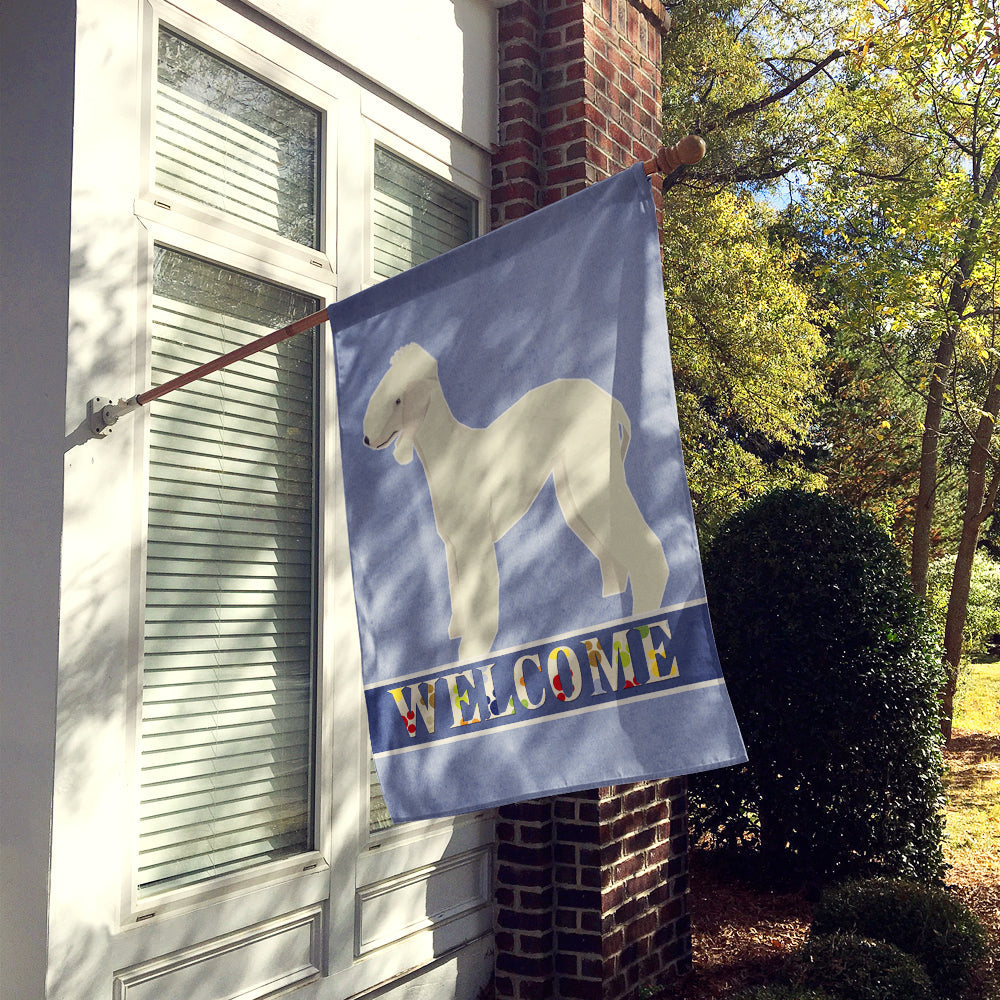 Bedlington Terrier Welcome House Flag 28x40 Porch Sleeve Pole Decorative Outside Yard Banner Artwork Wall Hanging, Polyester