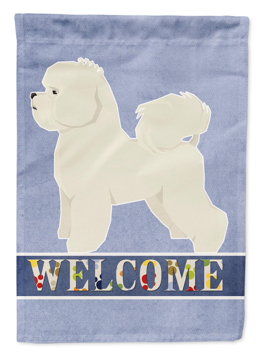 Bichon Frise Welcome House Flag 28x40 Porch Sleeve Pole Decorative Outside Yard Banner Artwork Wall Hanging, Polyester