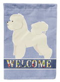 Bichon Frise Welcome House Flag 28x40 Porch Sleeve Pole Decorative Outside Yard Banner Artwork Wall Hanging, Polyester