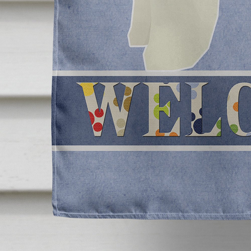 Bichon Frise Welcome House Flag 28x40 Porch Sleeve Pole Decorative Outside Yard Banner Artwork Wall Hanging, Polyester