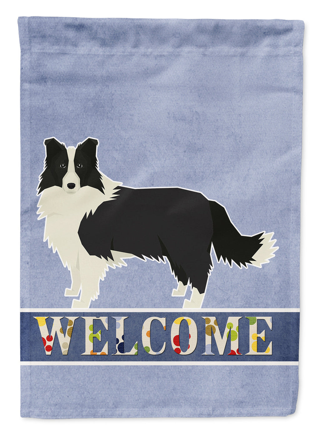 Border Collie Welcome House Flag 28x40 Porch Sleeve Pole Decorative Outside Yard Banner Artwork Wall Hanging, Polyester