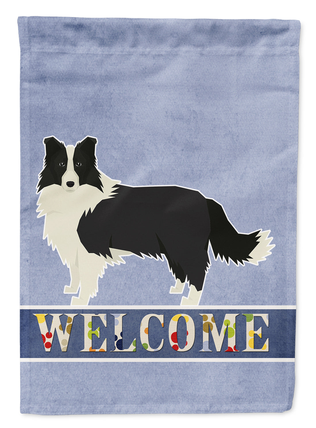 Border Collie Welcome House Flag 28x40 Porch Sleeve Pole Decorative Outside Yard Banner Artwork Wall Hanging, Polyester