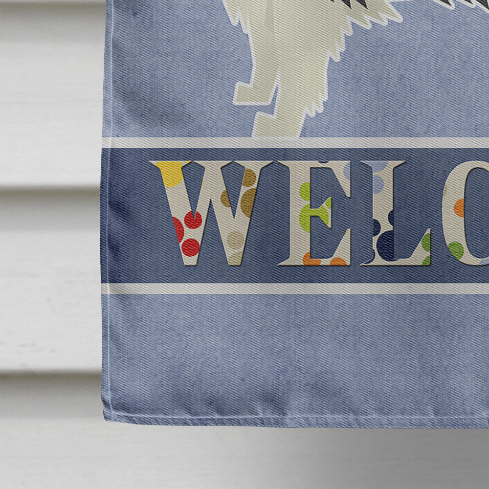 Border Collie Welcome House Flag 28x40 Porch Sleeve Pole Decorative Outside Yard Banner Artwork Wall Hanging, Polyester