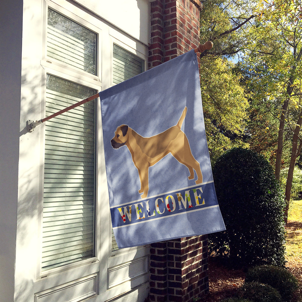 Border Terrier Welcome House Flag 28x40 Porch Sleeve Pole Decorative Outside Yard Banner Artwork Wall Hanging, Polyester